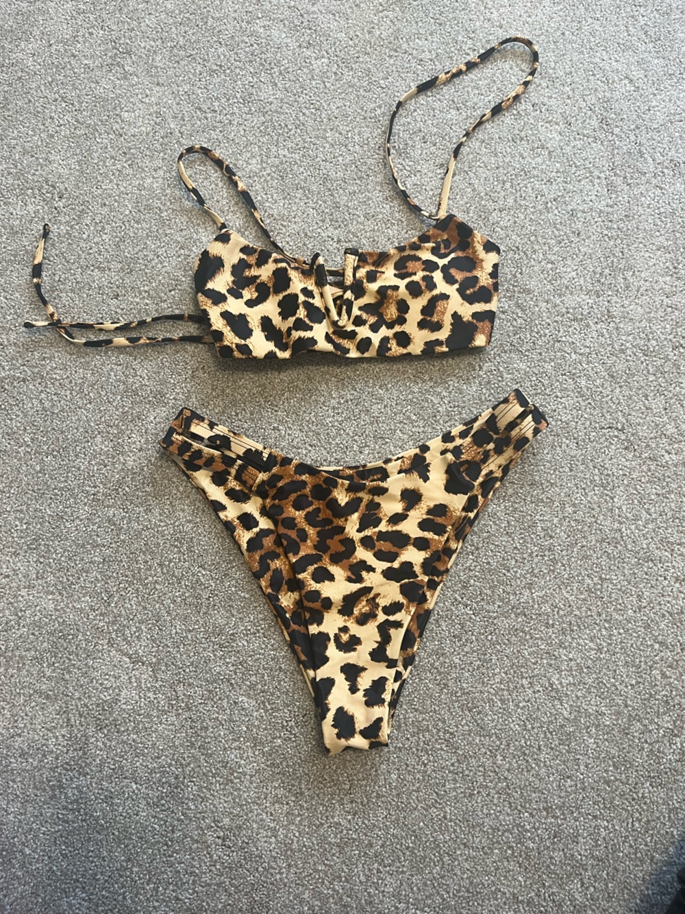 Leopard Print Bikini Set - Tan & Black